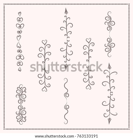 Set of vertical hand-drawn patterned banners