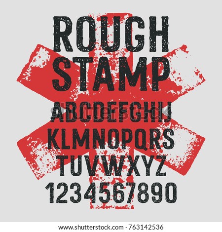 Rough stamp typeface / Grunge textured font. Handmade alphabet. Stamp style uppercase letters and numbers. Plus 3 grunge textures as a bonus