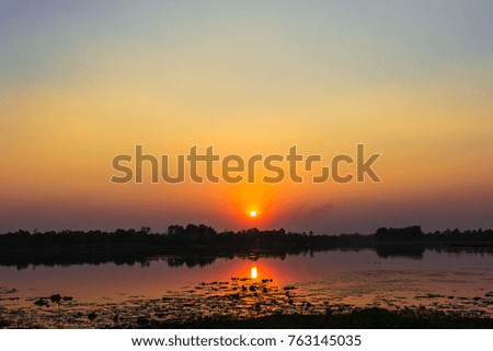 Evening sunset reservoir lake
