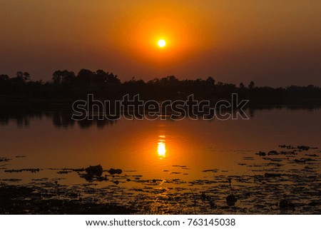 Evening sunset reservoir lake background
