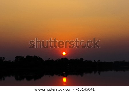 Evening sunset reservoir