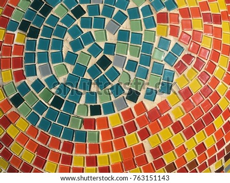 Tile surface is colorful.