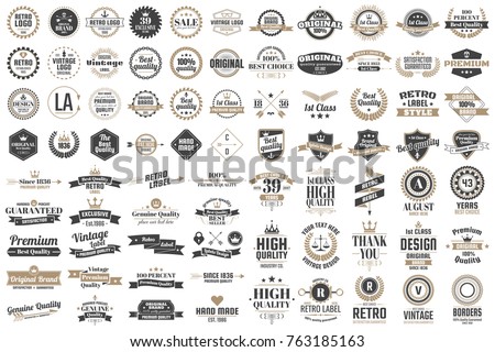 Vintage Retro Vector Logo for banner, poster, flyer Royalty-Free Stock Photo #763185163