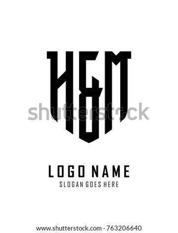 Initial H & M abstract shield logo template vector