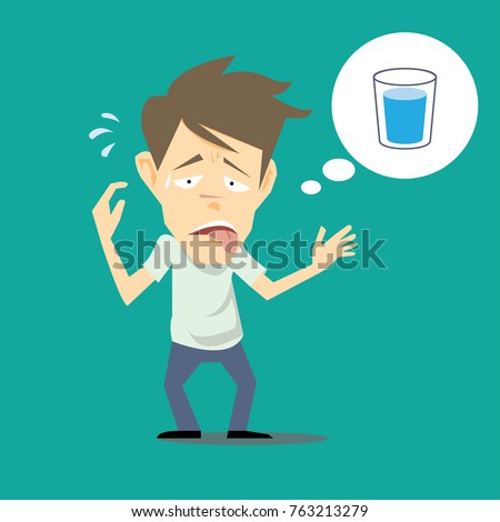 Thirsty man thinking about drinking water-cartoon vector Royalty-Free Stock Photo #763213279
