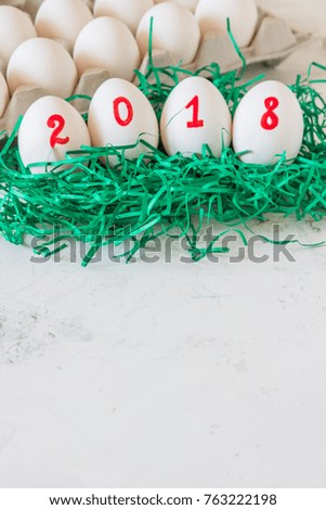 Eggs for the New Year with the inscription 2018.