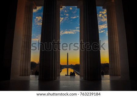Washington Monument from Inside the Lincoln Memorial - Washington D.C.