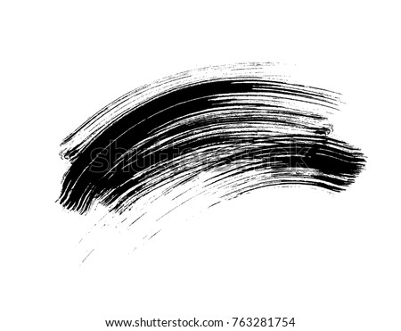 Mascara brush stroke isolated on white background. Vector curved lash smudge makeup texture swatch.
 Royalty-Free Stock Photo #763281754