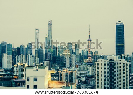 shanghai city skyline 