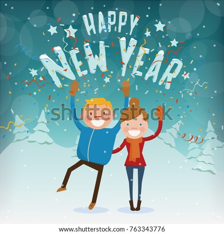 Happy New Year Characters - Couple