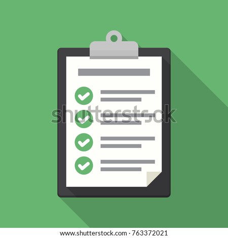 Clipboard with checklist icon. Flat illustration of clipboard with checklist icon for web Royalty-Free Stock Photo #763372021