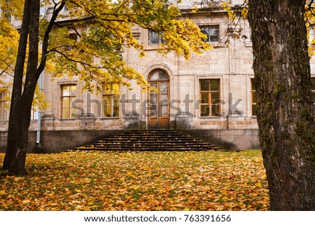 Historic door in autumn