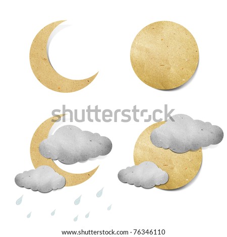 Weather grunge recycled paper craft stick on white background
