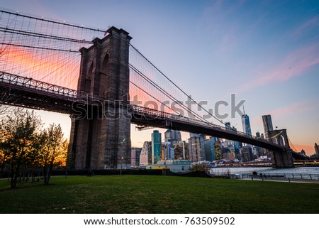 Brooklyn Bridge skyline during sunset time