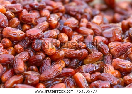 lot of dried dates Royalty-Free Stock Photo #763535797