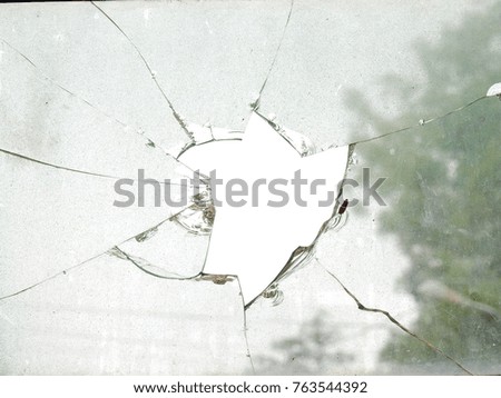 Broken window Glass with Big Hole