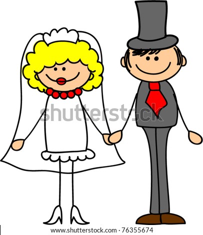 wedding picture, bride and groom in love, the vector