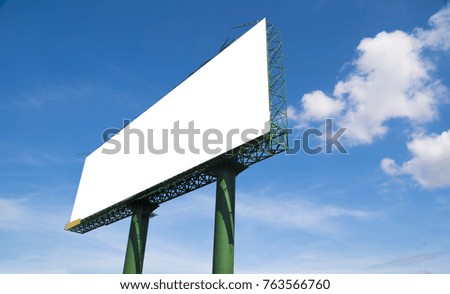 Blank billboard on the building with white space background for advertisement.
