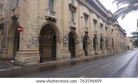 Photo form iconic fortified medieval city of Valletta on a stormy winter morning, Malta