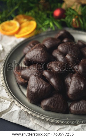 Chocolate gingerbreads on the table