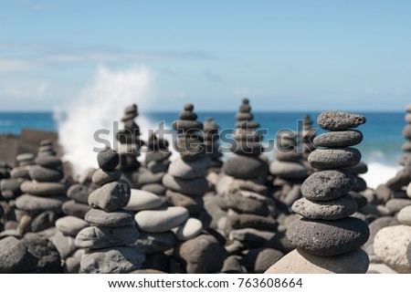Grey stone cairn on the island Teneriffa