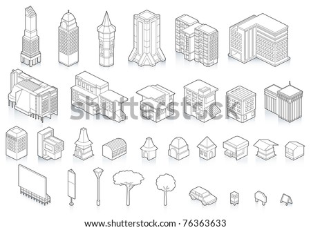 Isometric view of the  building city's