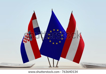 Flags of Croatia European Union and Austria
