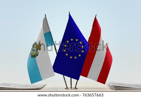 Flags of San Marino European Union and Austria