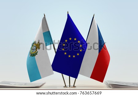 Flags of San Marino European Union and Czech Republic