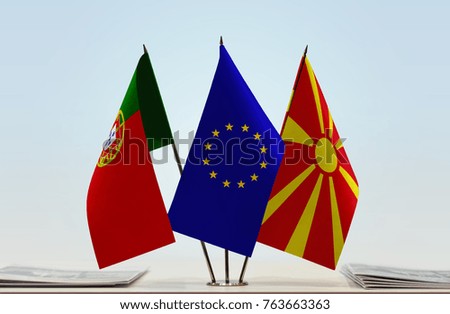 Flags of Portugal European Union and Macedonia