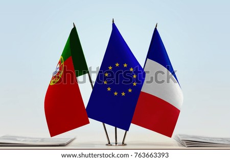 Flags of Portugal European Union and France
