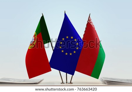 Flags of Portugal European Union and Belarus