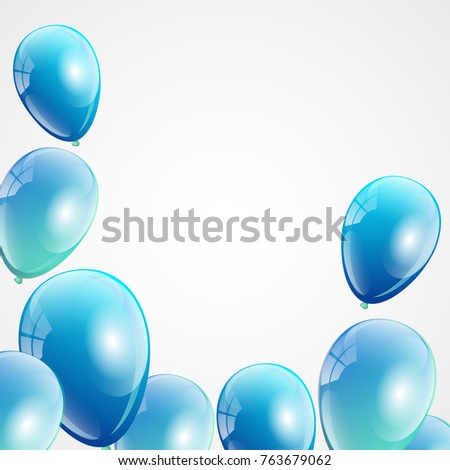 Glossy helium air balloons background. Frame from flying colorful balloons for birthday cards, invitations, party design. (clipping mask used)