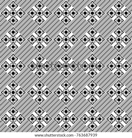 Endless pattern can be used for ceramic tile, wallpaper, linoleum, textile. Vector seamless abstract pattern with diagonal stripes on texture background in retro black, white and gray colors.