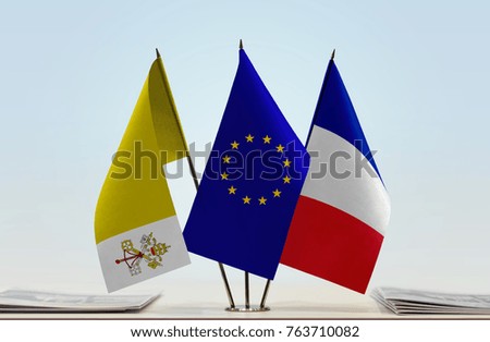 Flags of Vatican City European Union and France