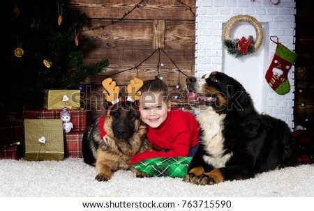 child and dog New Year decor