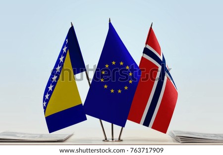 Flags of Bosnia and Herzegovina European Union and Norway