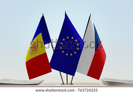 Flags of Andorra European Union and Czech Republic