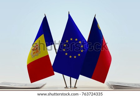 Flags of Andorra European Union and Liechtenstein