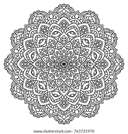 Hand drawn element. Black and white. Mandala. Vector illustration. Perfect for coloring pages.