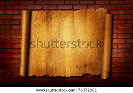 old paper on brick background
