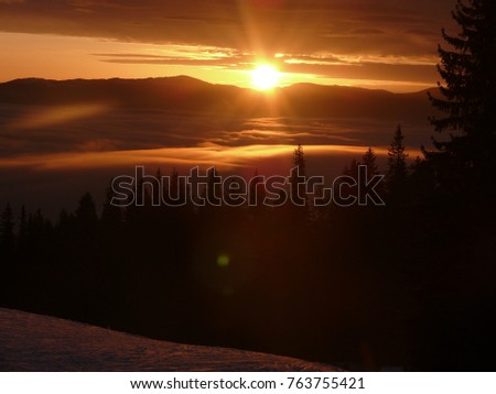 Sunrise on Carpathian mountains