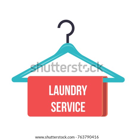 hanger with the inscription Laundry service - Hanger Vector Icon.