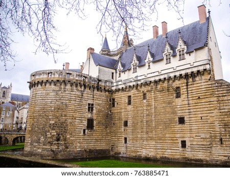 View on the external walls of Breton Castle in Nantes, France