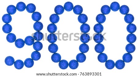 Numeral 900, nine hundred, from decorative balls, isolated on white background