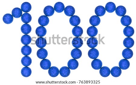 Numeral 100, one hundred, from decorative balls, isolated on white background
