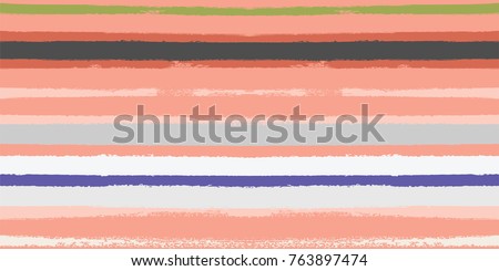 Summer Sailor Stripes Seamless Vector Pattern. Autumn Colors Textile Print in Orange, Purple, White, Yellow, Gray. Hipster Vintage Retro Stripes Design. Creative Horizontal Banner. Watercolor Prints.