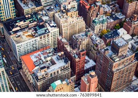 Air cityscape view of Manhattan New York City (NYC) USA