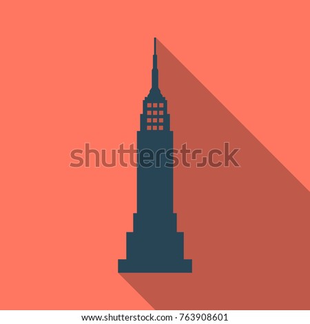 Vector illustration. Poster.Empire state building high-rise building, tourist attraction in the isometric perspective in New York. Cartoon style. Royalty-Free Stock Photo #763908601