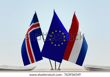 Flags of Iceland European Union and Netherlands